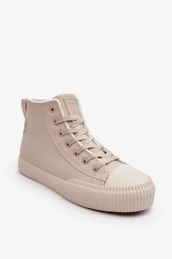 Online Big Star Shoes Trampki Damskie Ocieplane Na Suwak Jasnobeżowe Big Star MM274018