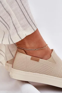 Big Star Shoes Trampki Damskie Big Star|Trampki Damskie Slip-On*Trampki Damskie Slip-On Big Star RR274721 Beżowe Beżowy