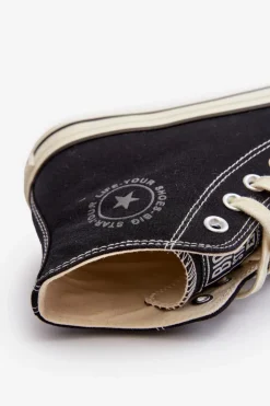 New Big Star Shoes Trampki Damskie Wysokie Big Star NN274283 Czarne Czarny