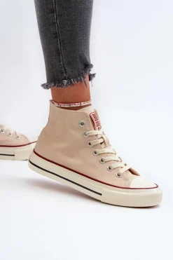 Big Star Shoes Trampki Damskie Big Star|Trampki Damskie Wysokie*Trampki Damskie Wysokie Big Star NN274278 Beżowe