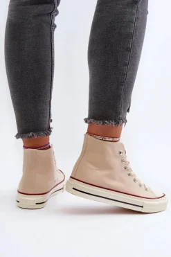 Big Star Shoes Trampki Damskie Big Star|Trampki Damskie Wysokie*Trampki Damskie Wysokie Big Star NN274278 Beżowe