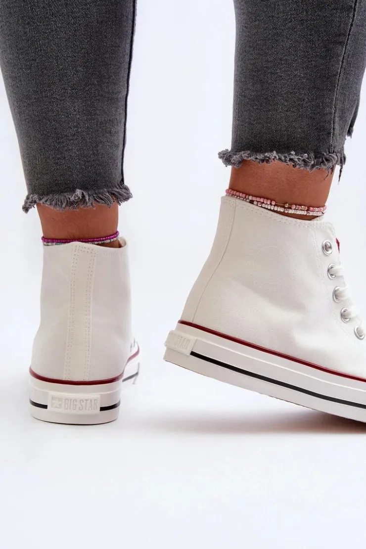 Big Star Shoes Trampki Damskie Big Star|Trampki Damskie Wysokie*Trampki Damskie Wysokie Big Star NN274276 Białe Biały