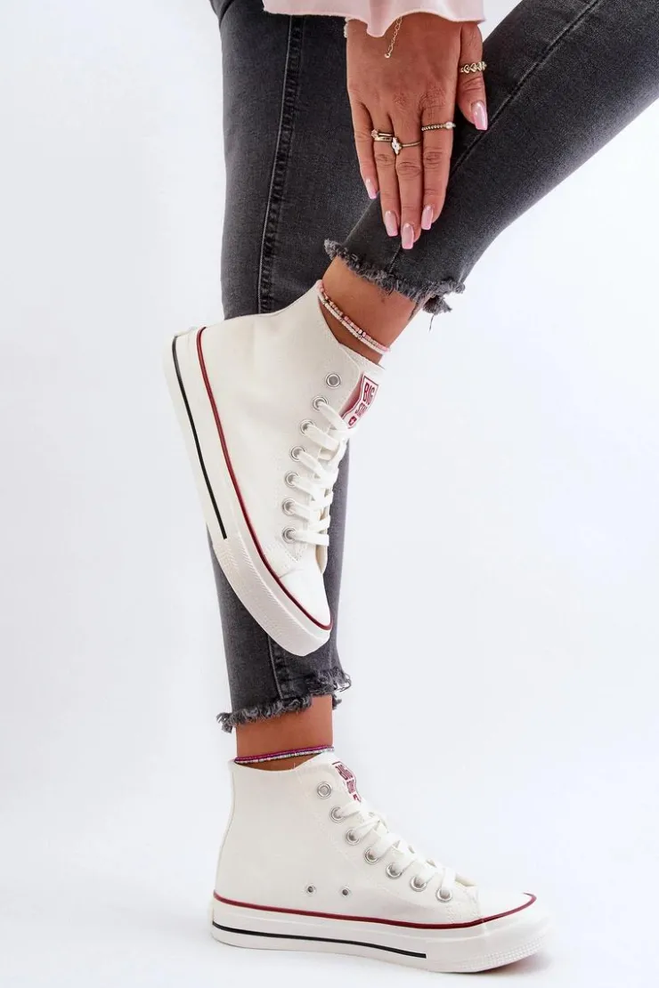 Big Star Shoes Trampki Damskie Big Star|Trampki Damskie Wysokie*Trampki Damskie Wysokie Big Star NN274276 Białe Biały