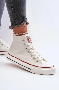 Big Star Shoes Trampki Damskie Big Star|Trampki Damskie Wysokie*Trampki Damskie Wysokie Big Star NN274276 Białe Biały