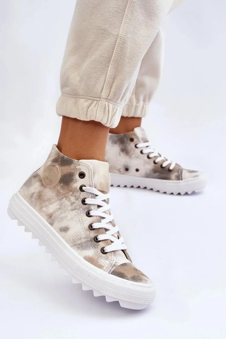 Damskie Big Star Shoes Trampki Damskie Wysokie Big Star LL274047 Biało-Zielone