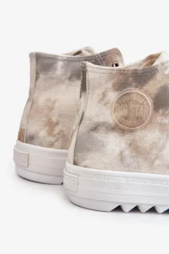 Damskie Big Star Shoes Trampki Damskie Wysokie Big Star LL274047 Biało-Zielone