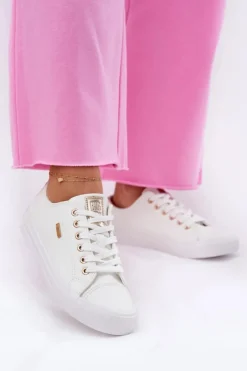 Best Big Star Shoes Trampki Damskie Z Eko Skóry Big Star RR274748 Białe Biały