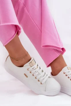 Best Big Star Shoes Trampki Damskie Z Eko Skóry Big Star RR274748 Białe Biały