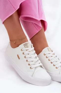 Best Big Star Shoes Trampki Damskie Z Eko Skóry Big Star RR274748 Białe Biały