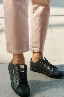 Big Star Shoes Trampki Damskie Big Star|Trampki Damskie Niskie*Trampki Damskie Z Eko Skóry Big Star RR274749 Czarne Czarny