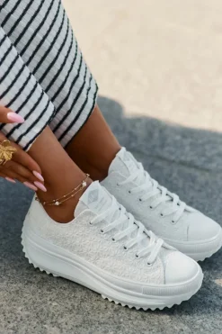 Damskie Lee Cooper Trampki Damskie Z Haftem Na Platformie LCW-25-31-3465L Białe