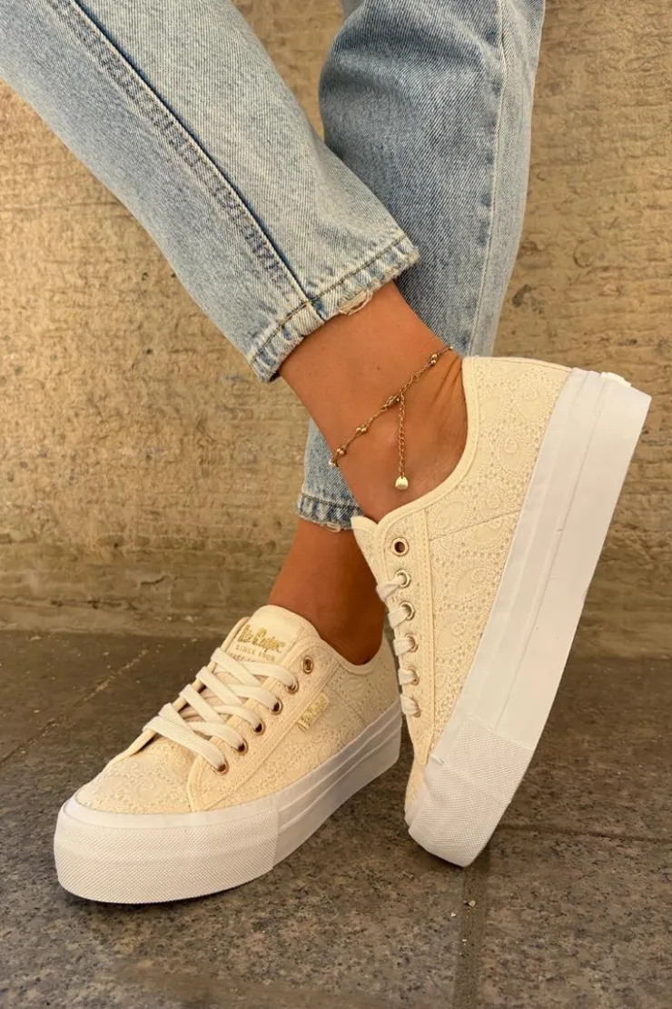 Online Lee Cooper Trampki Damskie Z Koronką LCW-25-31-3440L Beżowe Beżowy