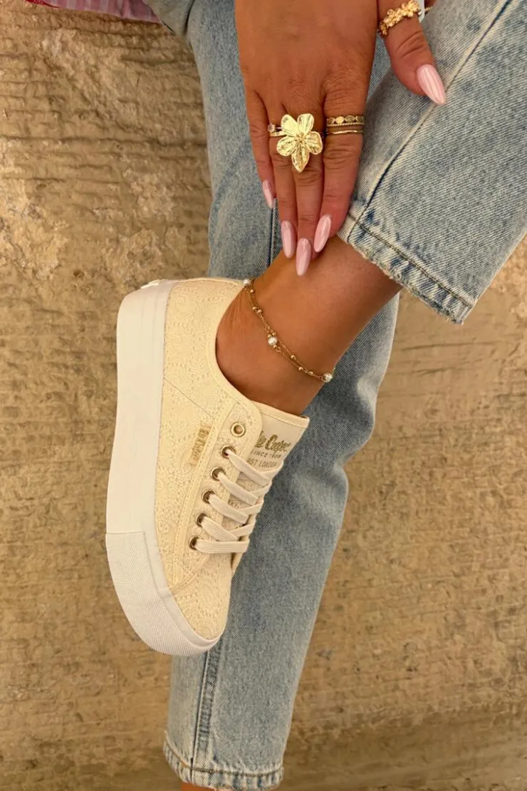 Online Lee Cooper Trampki Damskie Z Koronką LCW-25-31-3440L Beżowe Beżowy