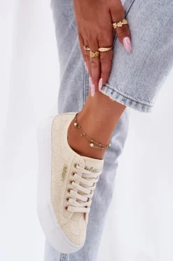 Online Lee Cooper Trampki Damskie Z Koronką LCW-25-31-3440L Beżowe Beżowy