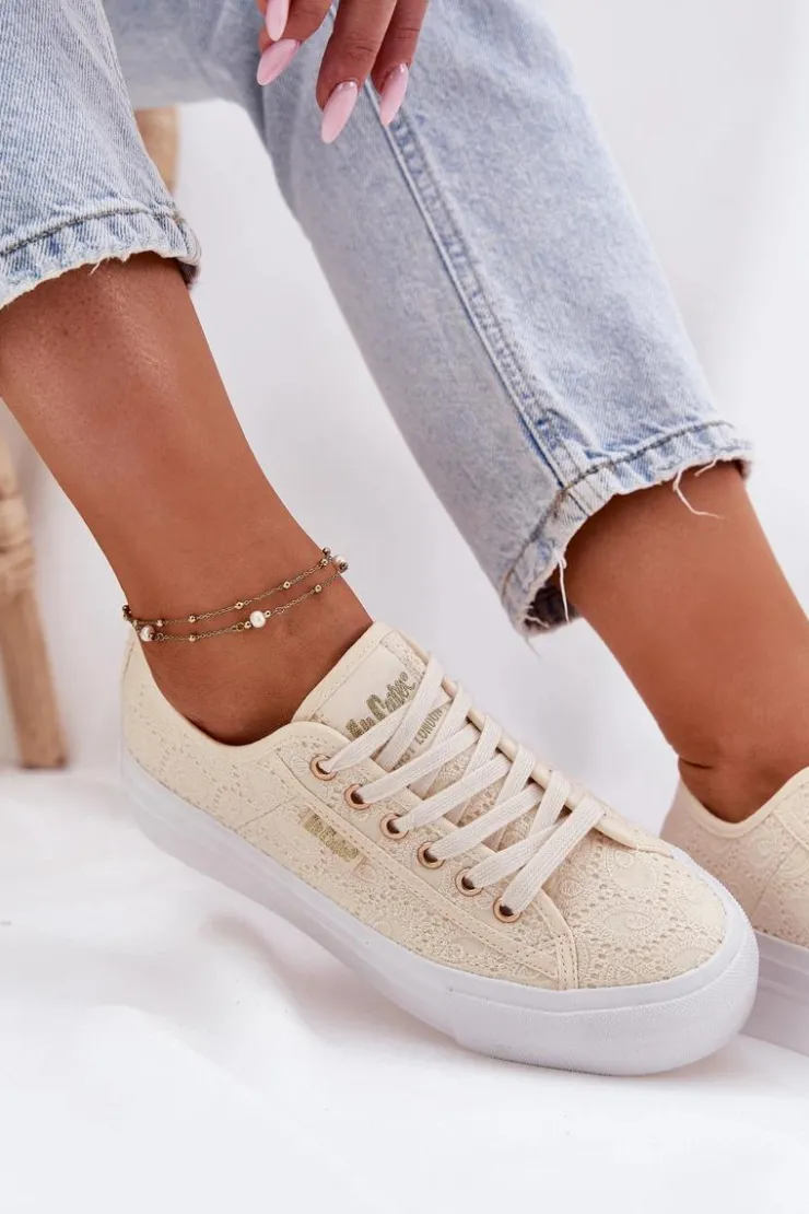 Online Lee Cooper Trampki Damskie Z Koronką LCW-25-31-3440L Beżowe Beżowy