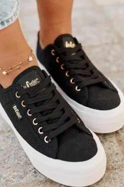 Discount Lee Cooper Trampki Damskie Z Koronką LCW-25-31-3439L Czarne Czarny