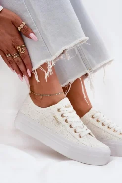 Hot Lee Cooper Trampki Damskie Z Koronką LCW-25-31-3438L Białe