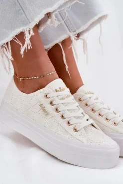 Hot Lee Cooper Trampki Damskie Z Koronką LCW-25-31-3438L Białe