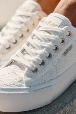 Hot Lee Cooper Trampki Damskie Z Koronką LCW-25-31-3438L Białe