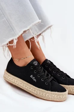 Lee Cooper Trampki Damskie Niskie*Trampki Damskie Z Plecionką LCW-25-44-3216 Czarne Czarny