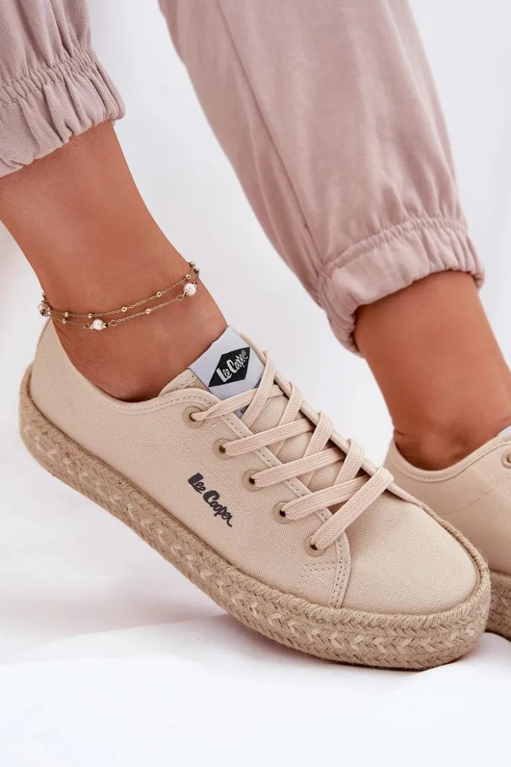 Lee Cooper Trampki Damskie Niskie*Trampki Damskie Z Plecionką LCW-25-44-3215 Beżowe Beżowy