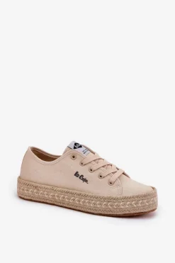 Lee Cooper Trampki Damskie Niskie*Trampki Damskie Z Plecionką LCW-25-44-3215 Beżowe Beżowy