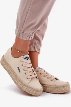 Lee Cooper Trampki Damskie Niskie*Trampki Damskie Z Plecionką LCW-25-44-3215 Beżowe Beżowy
