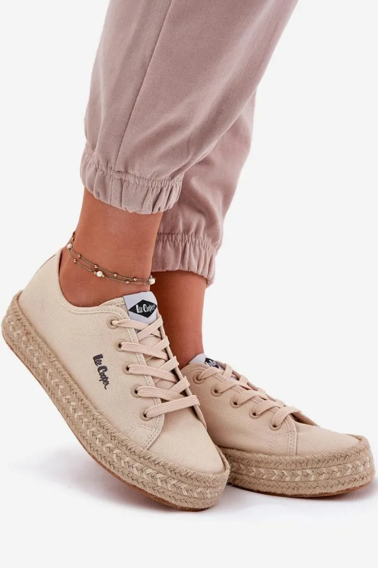 Lee Cooper Trampki Damskie Niskie*Trampki Damskie Z Plecionką LCW-25-44-3215 Beżowe Beżowy
