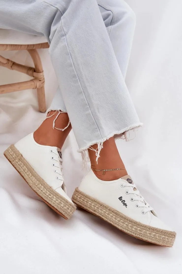 Lee Cooper Trampki Damskie Niskie*Trampki Damskie Z Plecionką LCW-25-44-3217 Białe Biały