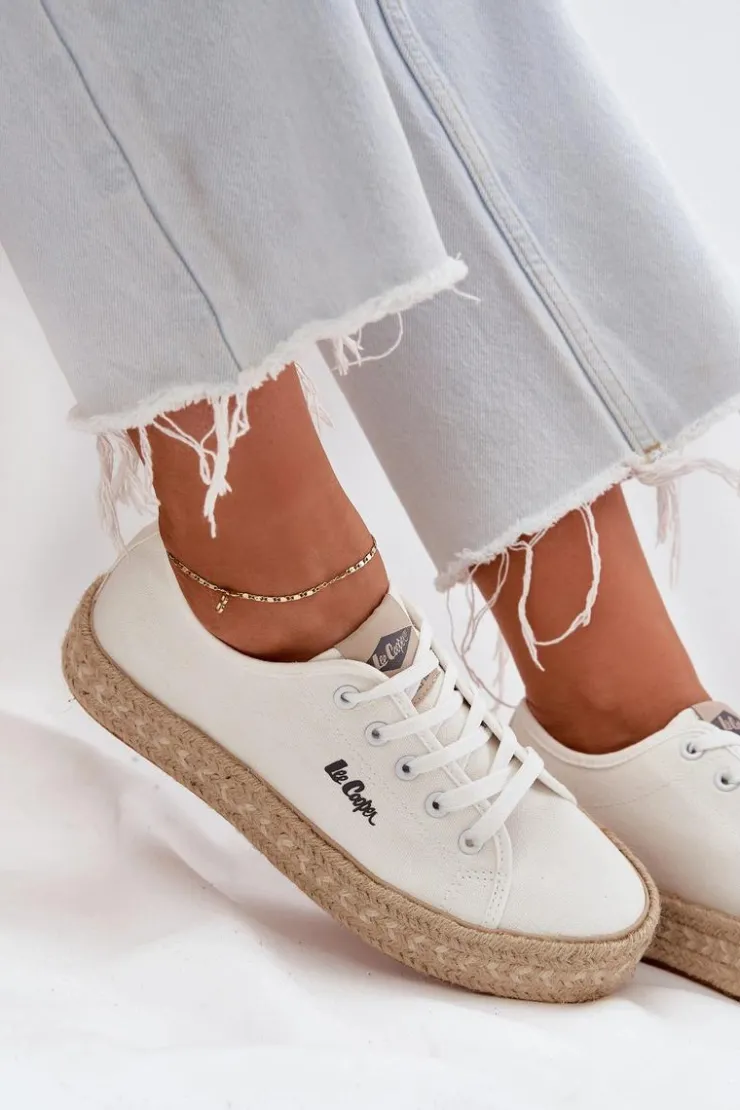 Lee Cooper Trampki Damskie Niskie*Trampki Damskie Z Plecionką LCW-25-44-3217 Białe Biały
