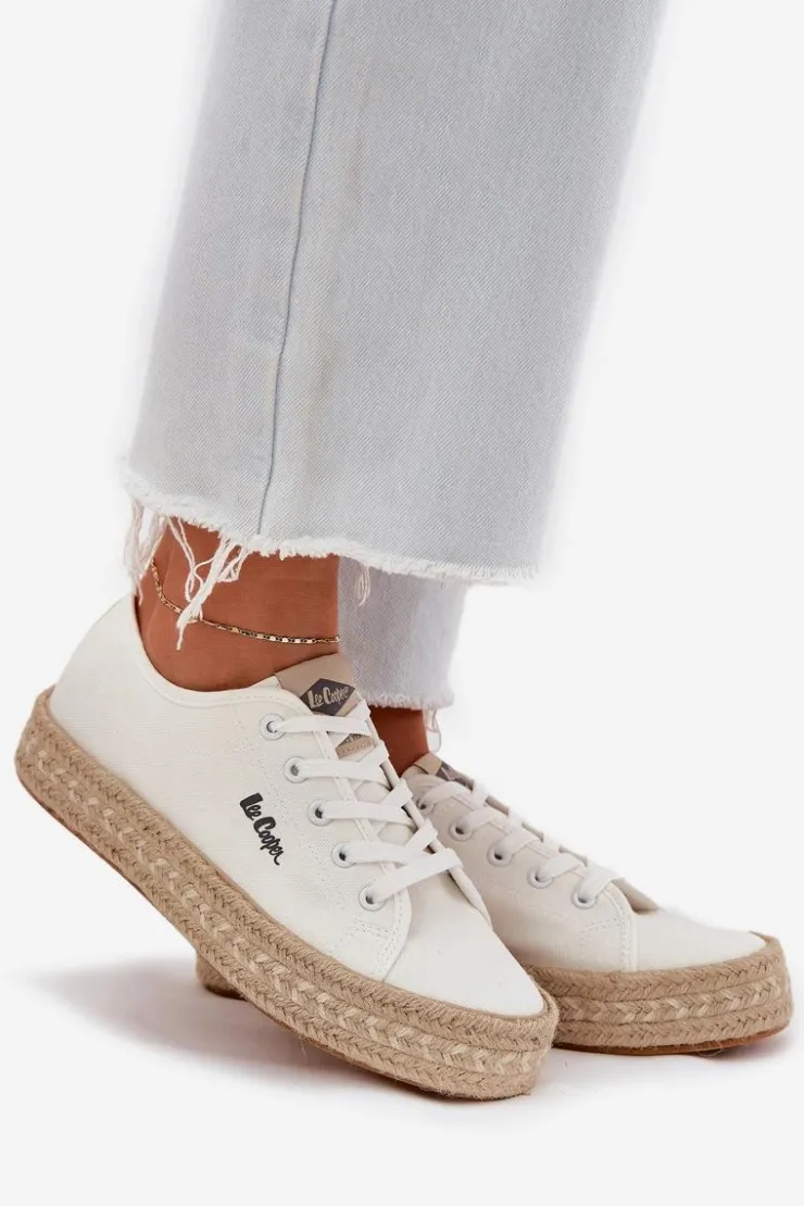 Lee Cooper Trampki Damskie Niskie*Trampki Damskie Z Plecionką LCW-25-44-3217 Białe Biały