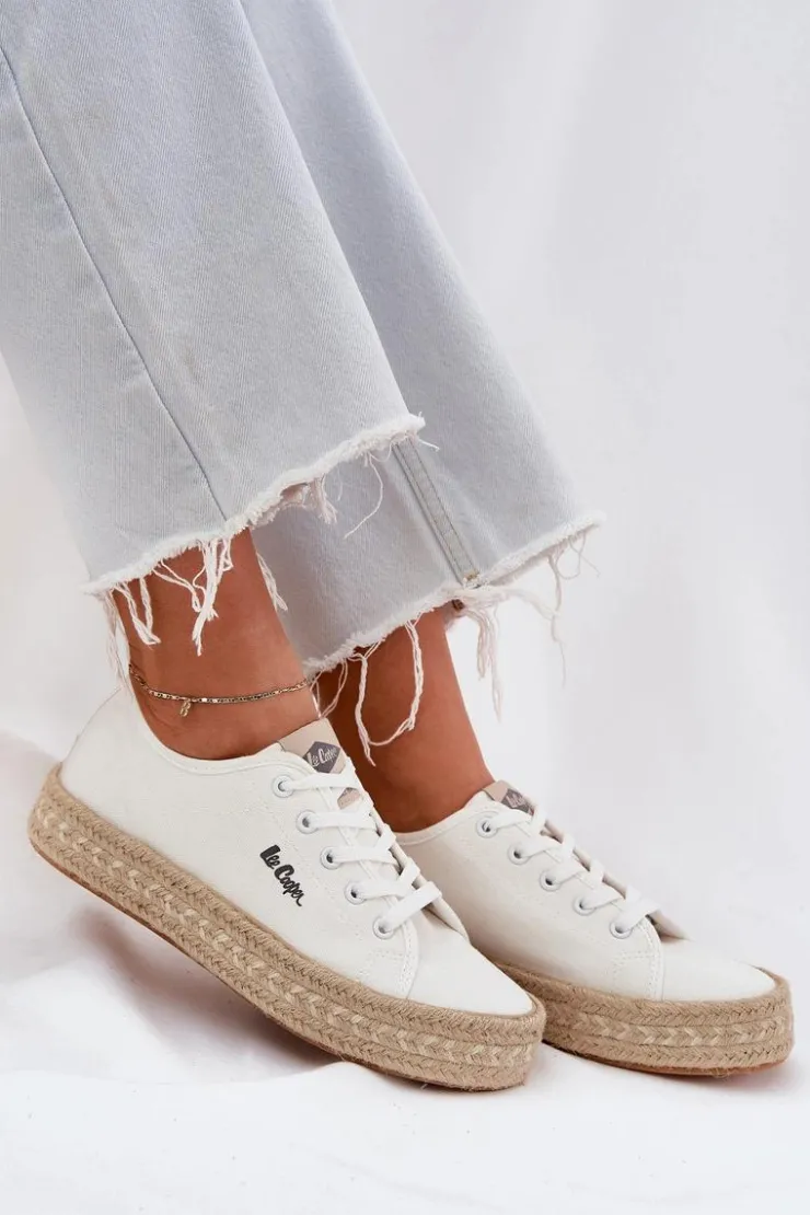 Lee Cooper Trampki Damskie Niskie*Trampki Damskie Z Plecionką LCW-25-44-3217 Białe Biały