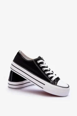 Damskie Boto Trampki Klasyczne Niskie Na Platformie Czarne Jazlyn