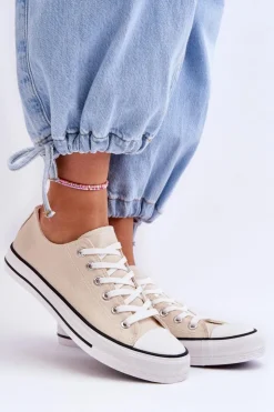 Boto Trampki Damskie Niskie*Trampki Klasyczne Niskie Damskie Jasnobeżowe Vegas