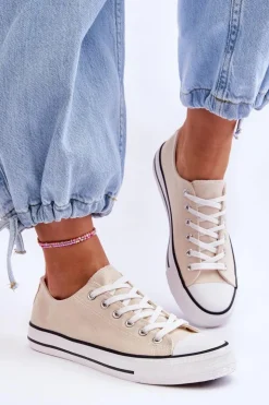 Boto Trampki Damskie Niskie*Trampki Klasyczne Niskie Damskie Jasnobeżowe Vegas