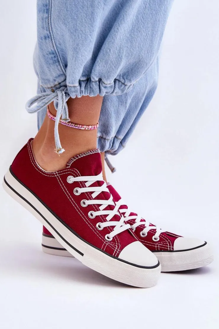 Damskie Boto Trampki Klasyczne Niskie Damskie Bordowe Vegas