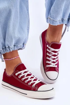 Damskie Boto Trampki Klasyczne Niskie Damskie Bordowe Vegas