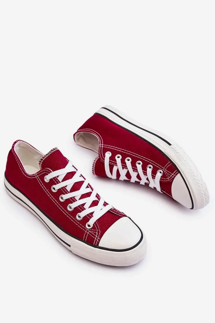 Damskie Boto Trampki Klasyczne Niskie Damskie Bordowe Vegas