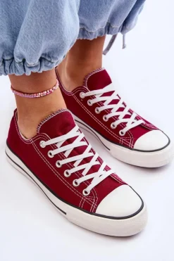Damskie Boto Trampki Klasyczne Niskie Damskie Bordowe Vegas