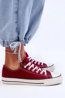 Damskie Boto Trampki Klasyczne Niskie Damskie Bordowe Vegas