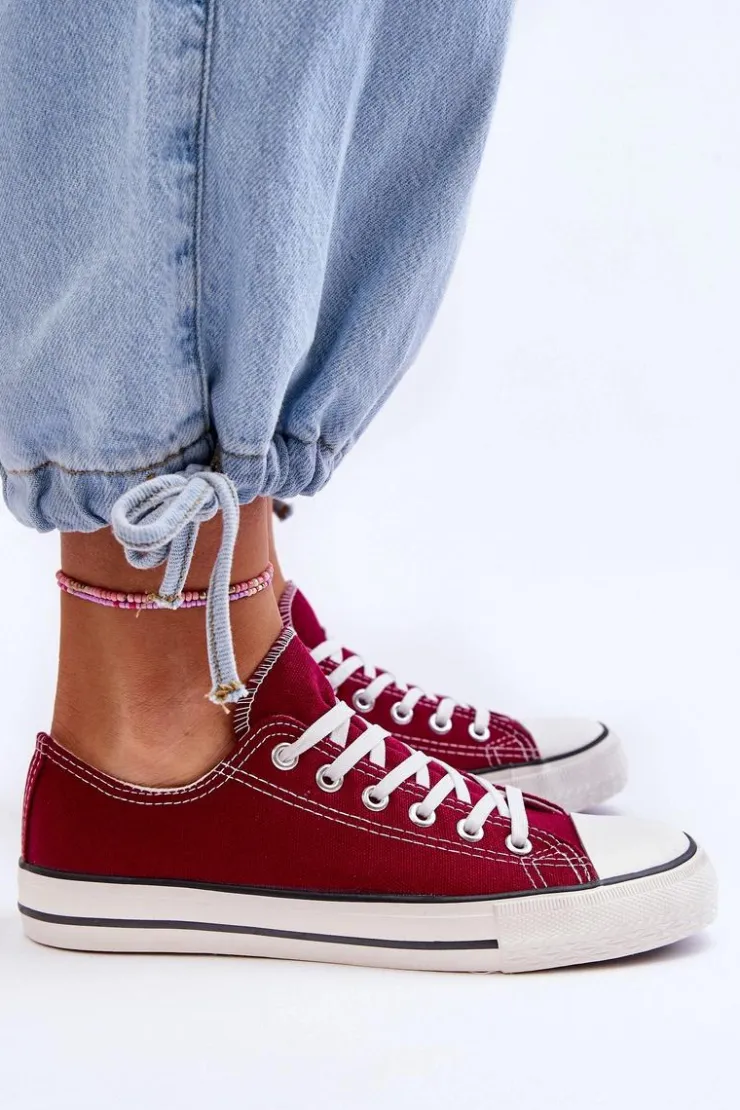 Damskie Boto Trampki Klasyczne Niskie Damskie Bordowe Vegas