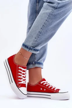 Boto Trampki Klasyczne Niskie Na Platformie Czerwone Jazlyn