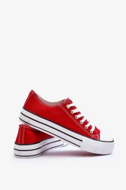 Boto Trampki Klasyczne Niskie Na Platformie Czerwone Jazlyn