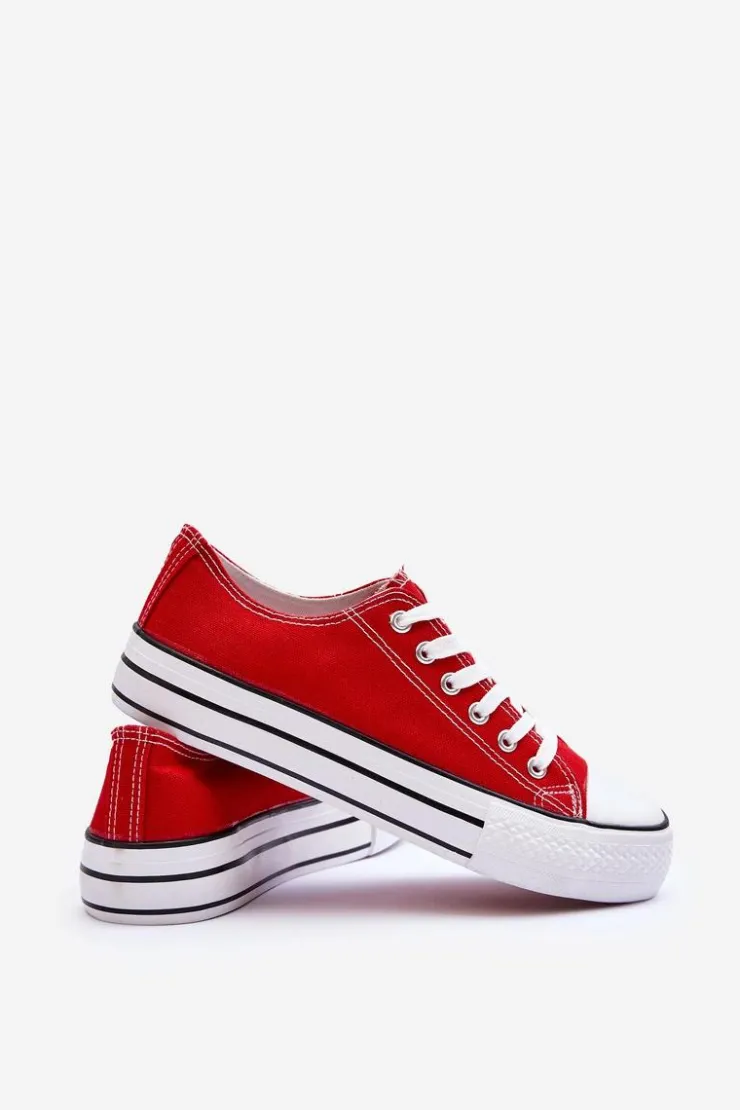 Boto Trampki Klasyczne Niskie Na Platformie Czerwone Jazlyn