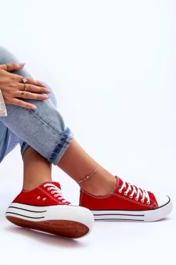 Boto Trampki Klasyczne Niskie Na Platformie Czerwone Jazlyn
