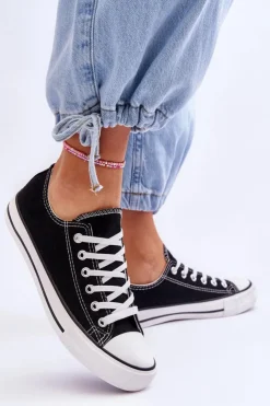 Boto Trampki Damskie Niskie*Trampki Klasyczne Niskie Damskie Czarne Vegas Czarny