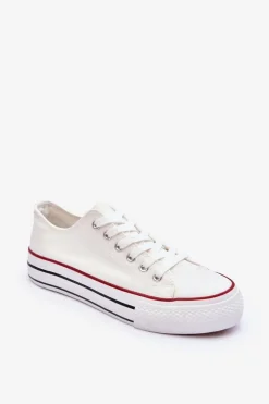 Sale Boto Trampki Klasyczne Niskie Na Platformie Białe Jazlyn Biały