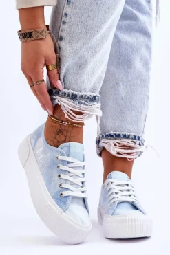 Damskie Lee Cooper Trampki Na Platformie LCW-23-31-1782L Niebieskie
