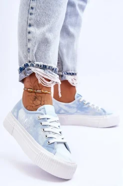 Damskie Lee Cooper Trampki Na Platformie LCW-23-31-1782L Niebieskie