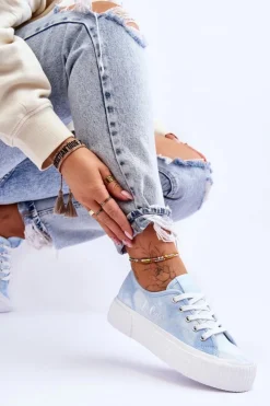 Damskie Lee Cooper Trampki Na Platformie LCW-23-31-1782L Niebieskie